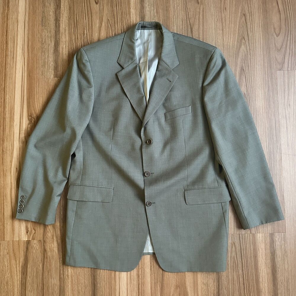 Vtg Hugo Boss Mens Da Vinci Lucca Sport Coat Gray Stretch 46 Viscose Blazer